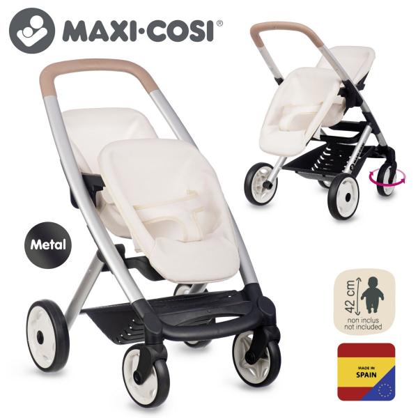 Športový kočík pre bábiky dvojičky Maxi Cosi béžový