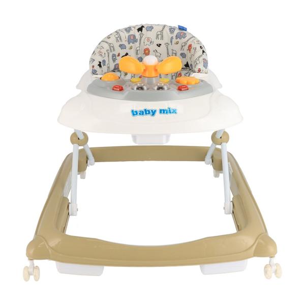 Dětské chodítko Baby Mix s volantem a silikonovými kolečky cappuccino (obrázek 3)