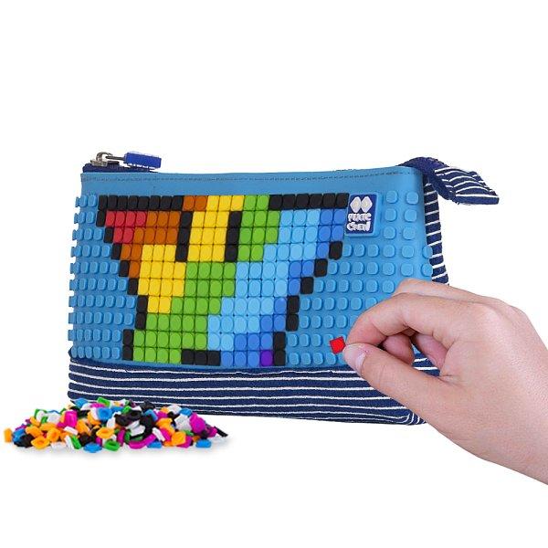 PIXIE CREW velké pouzdro MODRÉ S BÍLÝMI PRUHY
