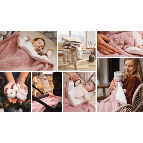 BABYONO Deka bavlněná s fleecovou podšívkou 75 x 100 cm růžová (obrázek 8)
