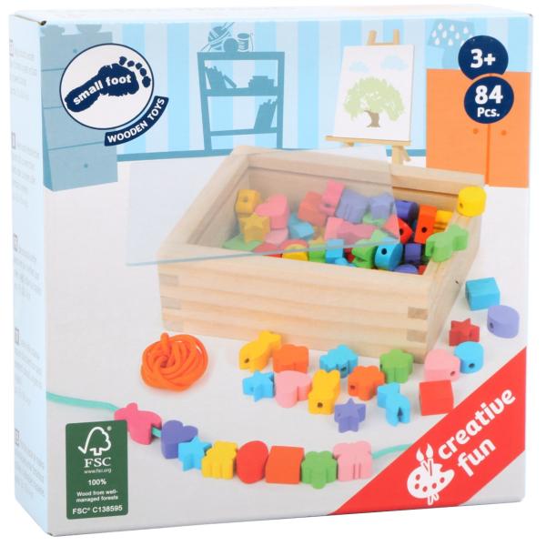 Small Foot Dřevěné navlékací korálky tvary v krabičce (obrázek 3)