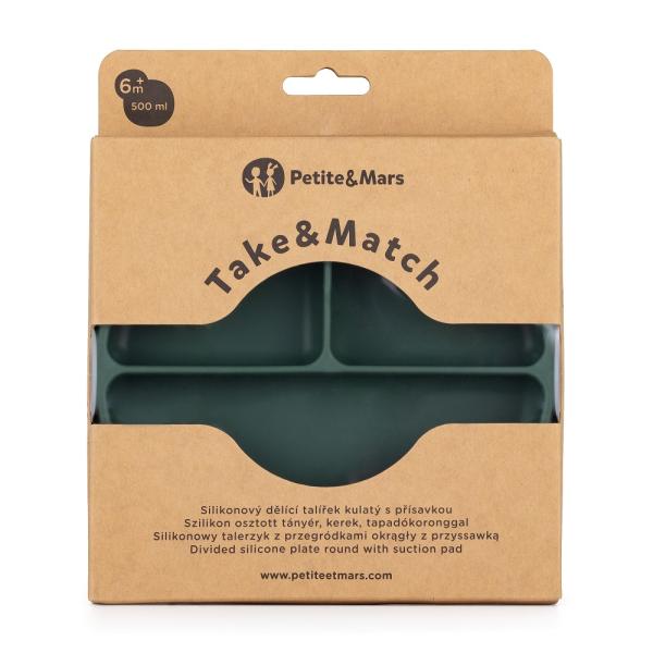 PETITE&MARS Talířek silikonový dělící kulatý Take&Match Misty Green 6m+ (obrázek 4)