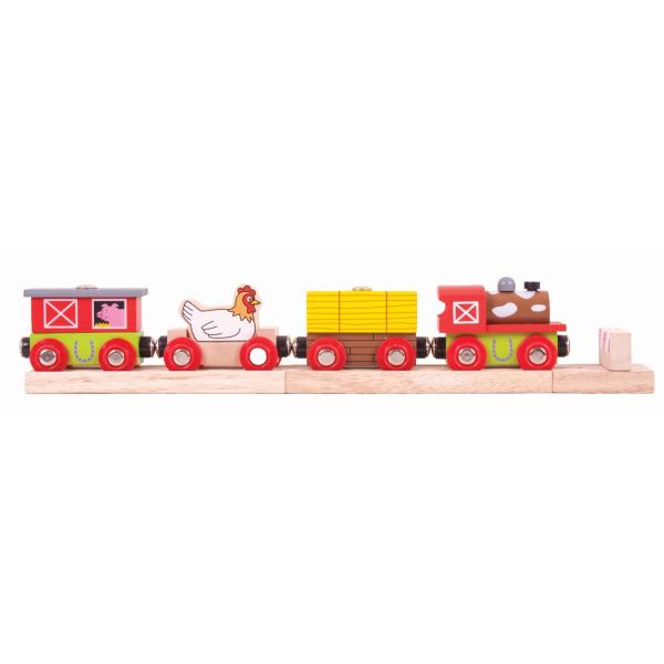Bigjigs Rail Vláčik farma + 3 koľaje