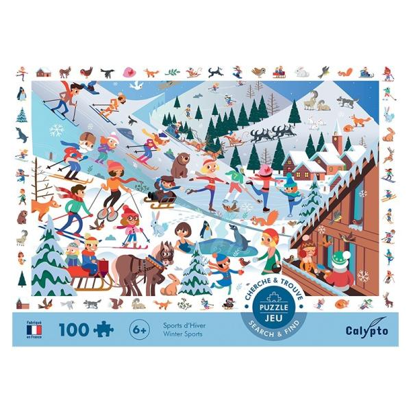 SENTOSPHERE Dětské puzzle Hledej a najdi Zimní sporty 100 dílků (obrázek 3)