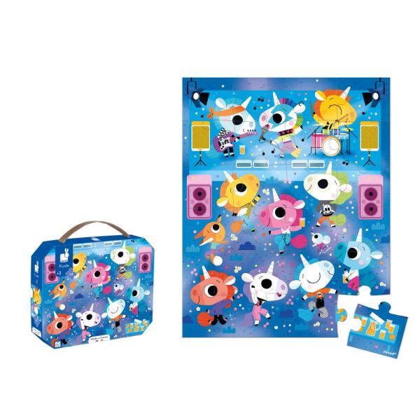 Janod Puzzle v kufříku Jednorožec na koncertě 24 ks