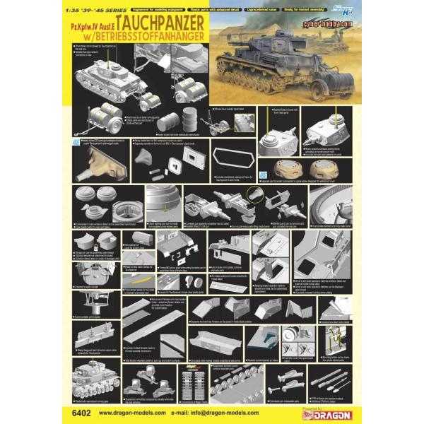 Model Kit tank 6402 – Pz.Kpfw.IV Ausf.E TAUCHPANZER w/BETRIEBSSTOFFANHÄNGER (1:35)