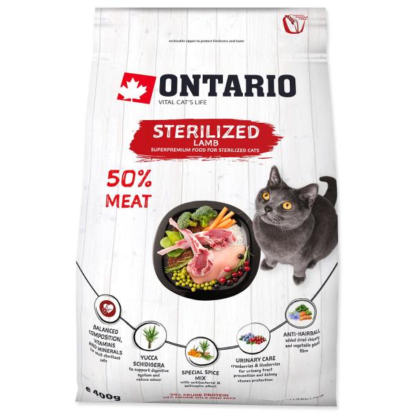 Krmivo Ontario Cat Sterilised Lamb 0,4kg (obrázek 3)