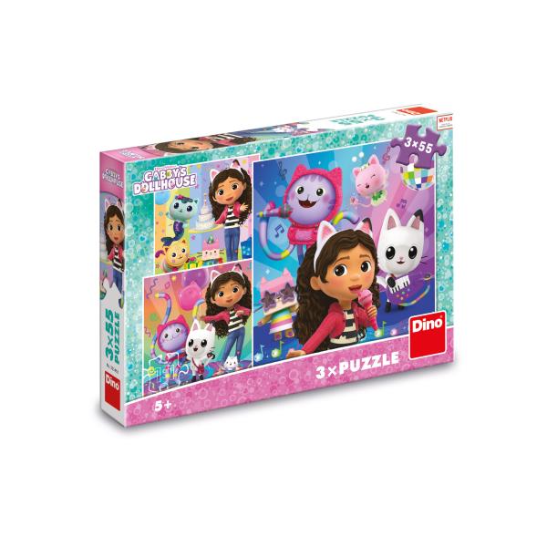 Puzzle Gabby's Dollhouse: Oslava 3x55 dílků deskové (obrázek 3)