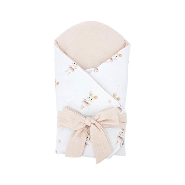 EKO Zavinovačka mušelínová s kokosovou vyjímatelnou vložkou a mašlí Ballerina Mouse 75x75