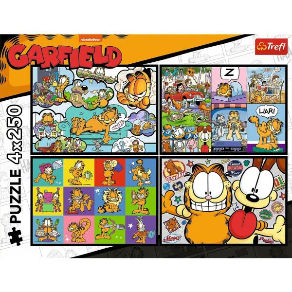Trefl Puzzle 4×250 Garfield nemá rád pondělky