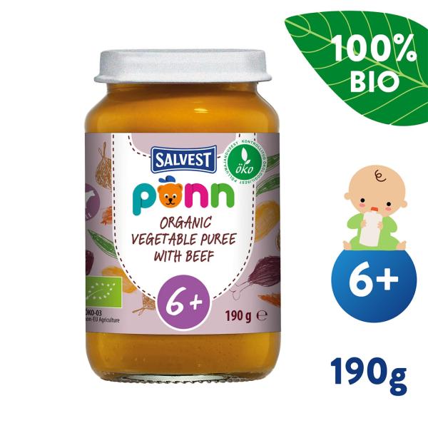 Salvest PONN BIO Hovězí maso se zeleninovým pyré (190 g)