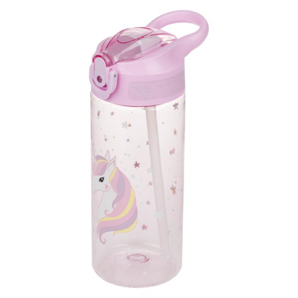 BAAGL Tritanová fľaša na nápoje so slamkou Rainbow Unicorn, 500 ml
