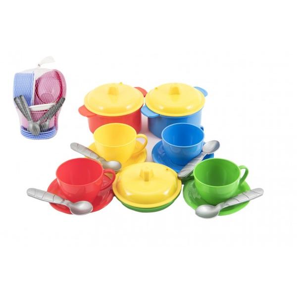 Sada nádobí plast barevný 18ks
