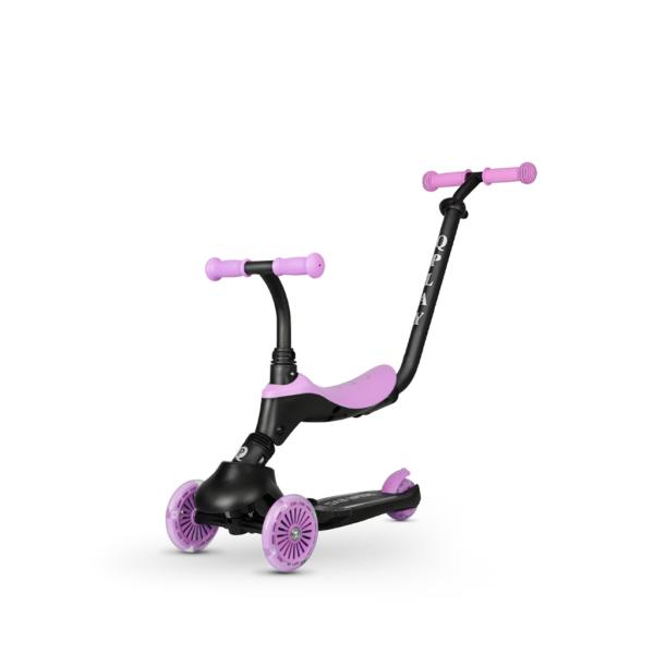 QPLAY Koloběžka / odrážedlo Sema Evo s LED světly Violet, věk 1 – 6 let, do 50 kg