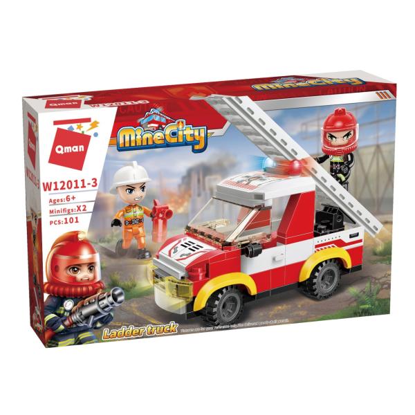 Qman Mine City Fire Line W12011-3 Auto s žebříkem (obrázek 3)