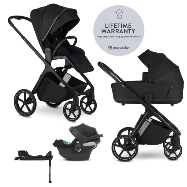 Easywalker Kočík kombinovaný Zoey Pure Black + CYBEX Aton B2 i-Size + základňa