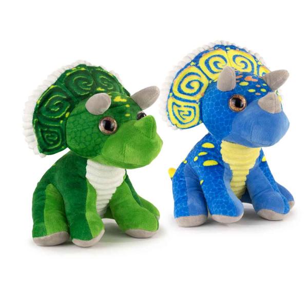 Dinosaur triceratops modrá plyšová hračka 27cm