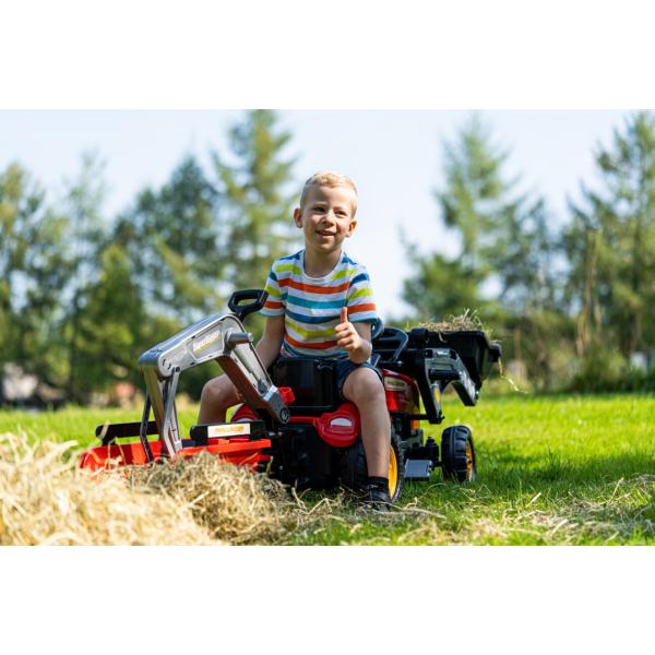 Falk Šlapací traktor Vintage 2058N se lžící, bagrem a přívěsem, červený (obrázek 3)