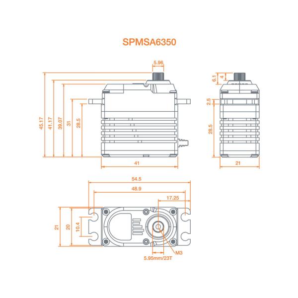 Spektrum servo A6350 61.4kg.cm 0.095s/60° BL HV 23T (obrázek 5)