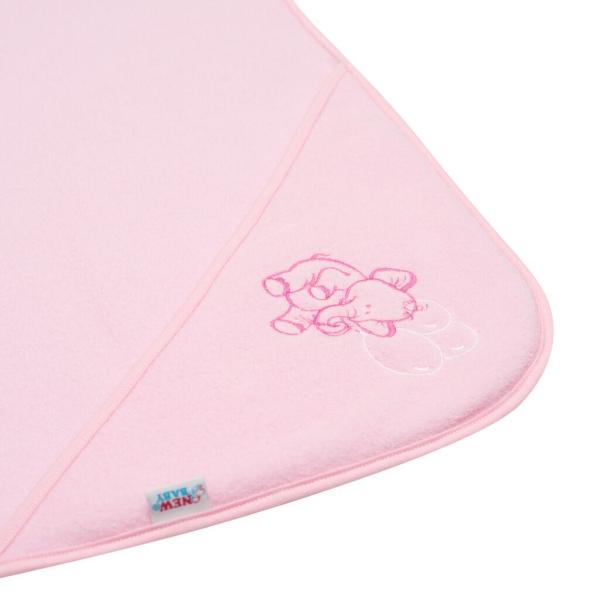 Dětská froté osuška s výšivkou a kapucí New Baby 80×80 růžová sloník