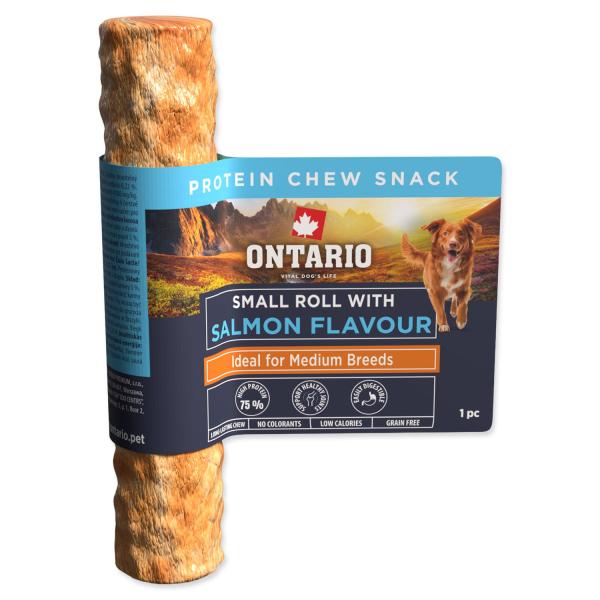 Delicia Ontario Protein sabor salmón, rollo masticable pequeño 1ud 12,7cm