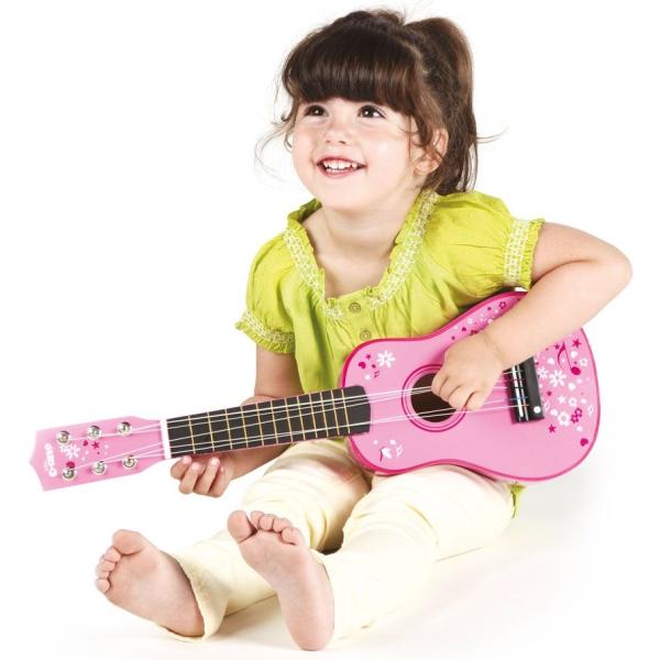 Tidlo Dřevěná kytara Star růžová (obrázek 4)