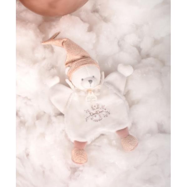 Doudou Dárková sada Plyšový muchláček medvídek s čepičkou růžový 25 cm (obrázek 4)