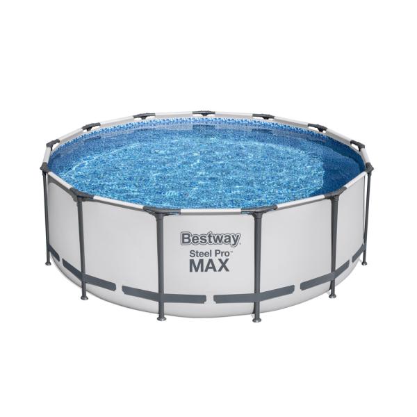 Nadzemný bazén Steel Pro MAX sivý, kartušová filtrácia, schodíky, plachta, 3,96m x 1,22m