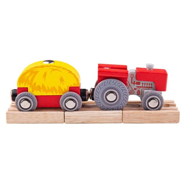 Bigjigs Rail Červený traktor s valníkom