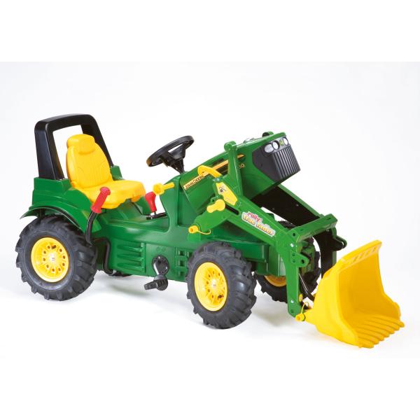 Rollytoys Šlapací traktor John Deere s nakladačem, brzdou a nafukovacími koly