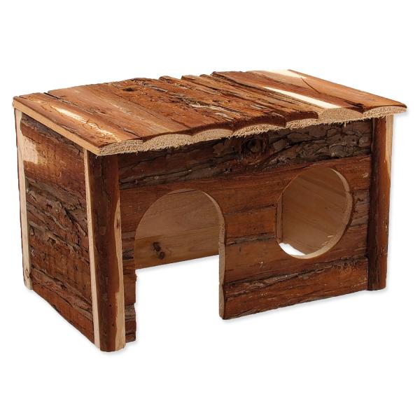 Domeček Small Animals dřevěný s kůrou 28x18x16cm