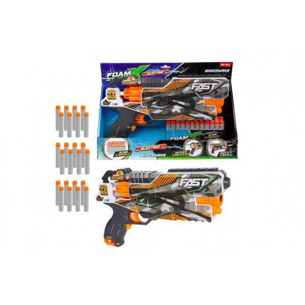 Pištol plastová + náboje  24ks plast 35cm na batérie