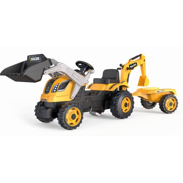 Smoby Šliapací traktor Builder Max s bagrom a vozíkom