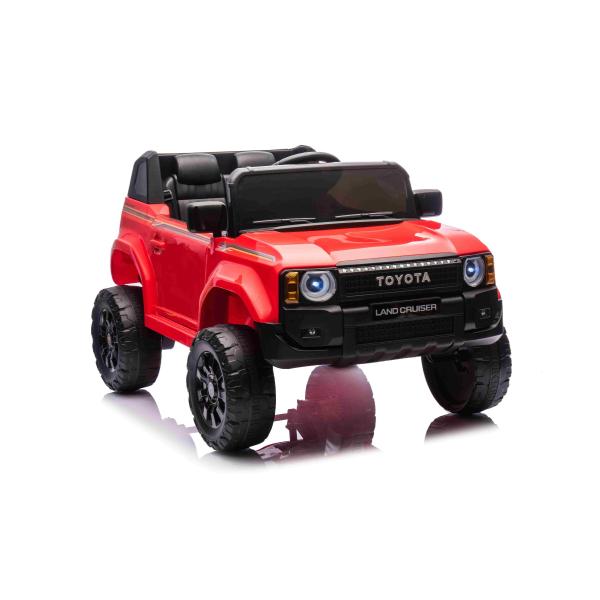 Elektrické autíčko Toyota Landcruiser 12V, červené, široké jednomístné sedadlo, 2,4 GHz d