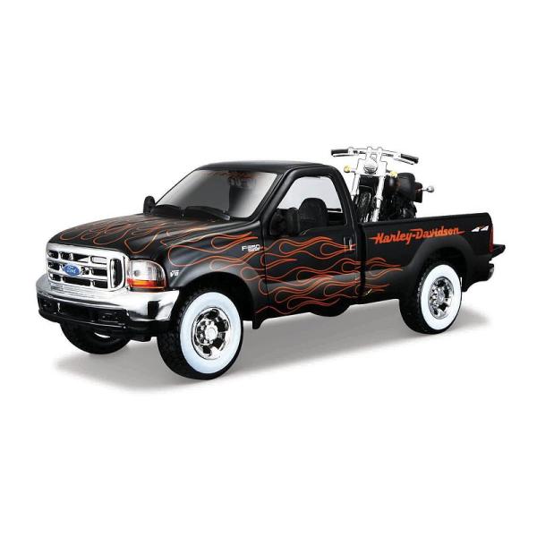 Maisto - Harley-Davidson Custom, 1999 Ford F-350 Super Duty Pickup, 1:24