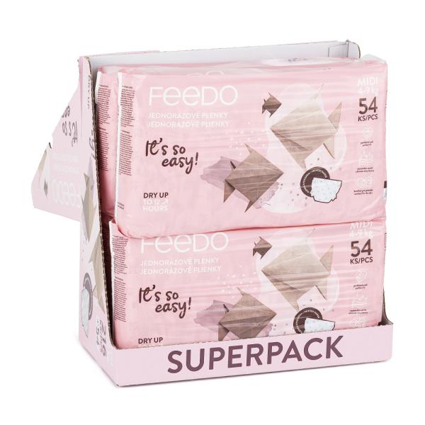 FEEDO Plenky jednorázové MIDI (od 4 do 9 kg), 216 ks, měsíční zásoba