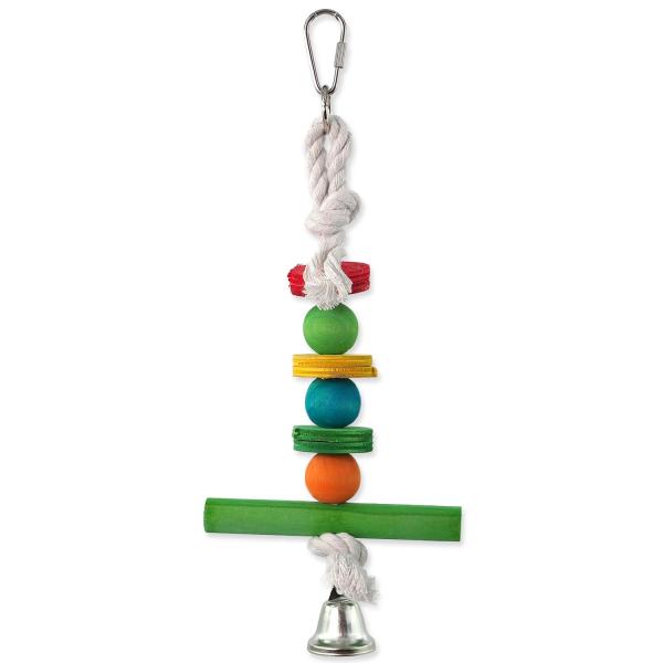 Hračka Bird Jewel závěsná dřevěná hrazda se zvonkem 30cm (obrázek 3)