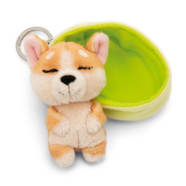 NICI klíčenka spící Pejsek Welsh Corgi 12 cm, světle-zelený košík, GREEN (obrázek 4)