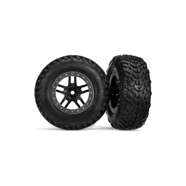 Traxxas kolo 2.2/3.0", disk SCT Split-Spoke černý-saténový, pneu SCT (2) (2WD přední)