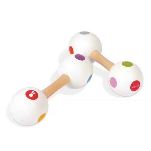 Janod 07610 Confetti Maracas Barbell Musical Toy-image