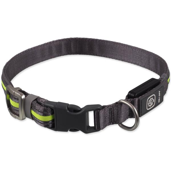 Collare Dog Fantasy USB LED in nylon luminoso M-L verde 2,5x45-65cm