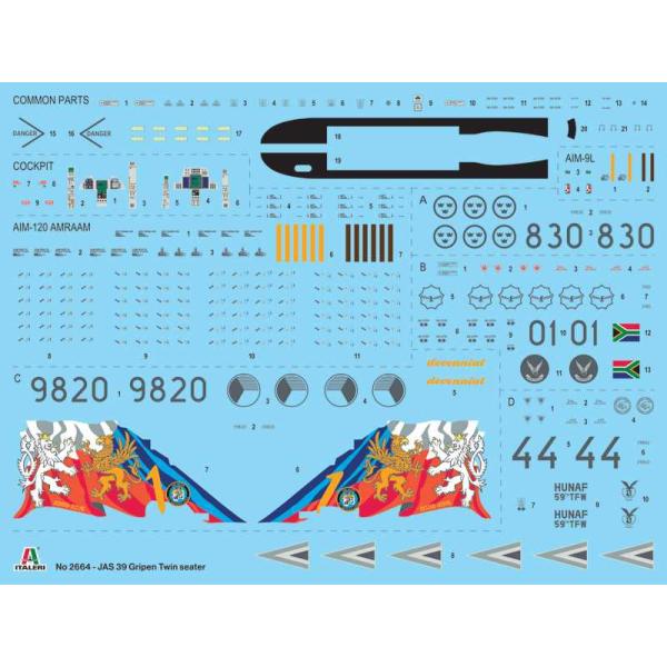 Model Kit letadlo 2664 - JAS 39 GRIPEN TWIN SEATER (1:48) (obrázek 3)