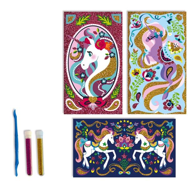 Janod Atelier Jednorožec barevný písek s třpytkami Sada Midi