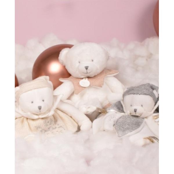 Doudou Dárková sada Plyšový medvídek s dečkou 30 cm růžový