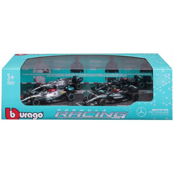 Bburago 1:43 RACE Formula F1 4PAC Mercedes-AMG F1 W15 (2024) #44 L.Hamil ton #63 G.Russel