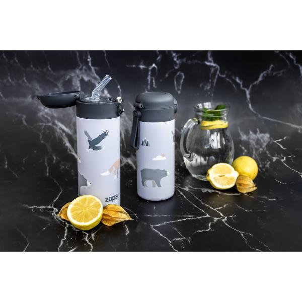 Termoska na tekutiny s brčkem a silikonovým držadlem 350 ml, Dino (obrázek 8)