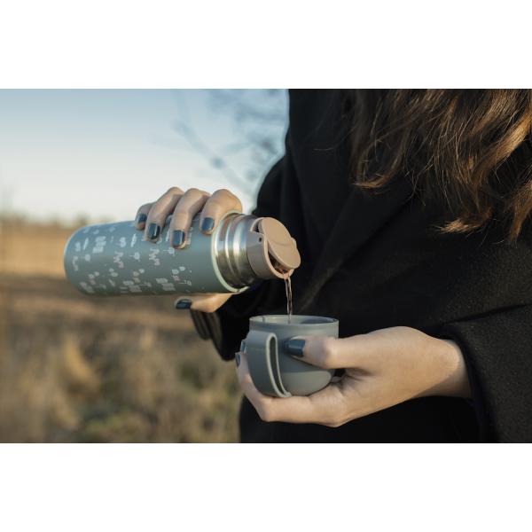 Termoska na tekutiny se silikonovým držákem 400 ml, Pistacio green