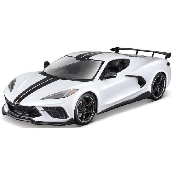 Maisto - 2020 Chevrolet Corvette Stingray Coupe (High Wing), bílý, 1:18