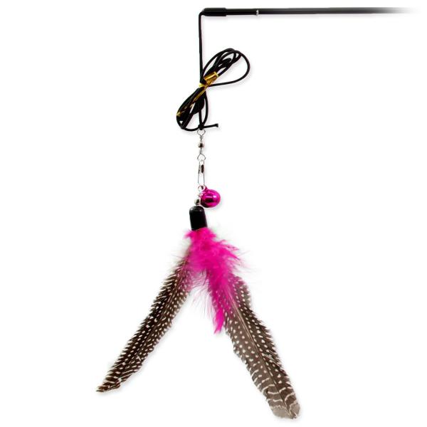 Hračka Magic Cat prut s peříčky 19cm+46cm 24ks