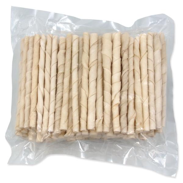 Tyčinka byvolia Rasco krútená biela 12,5 cm 100ks